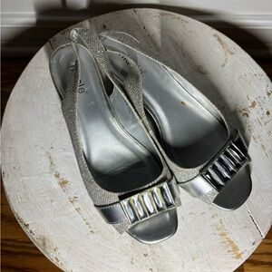 Elegant Silver Women's Slingback Heels